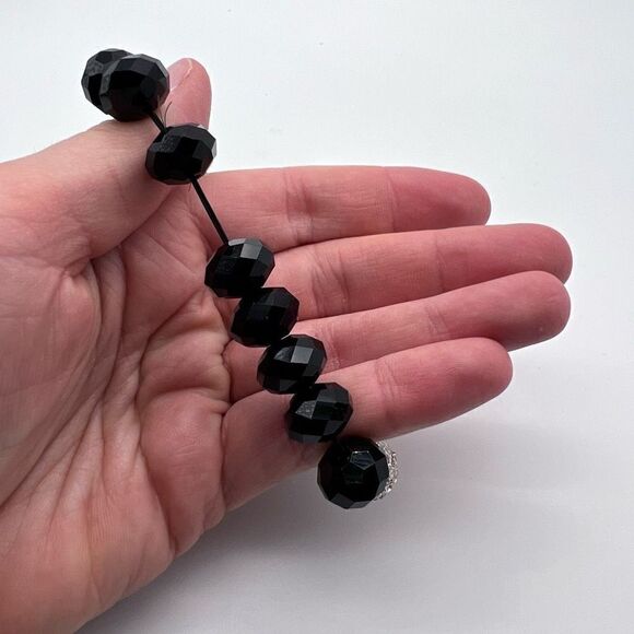 Kenneth Cole NY Black Stretch Bracelet Pave rhinestones stretch beaded - Picture 3 of 5